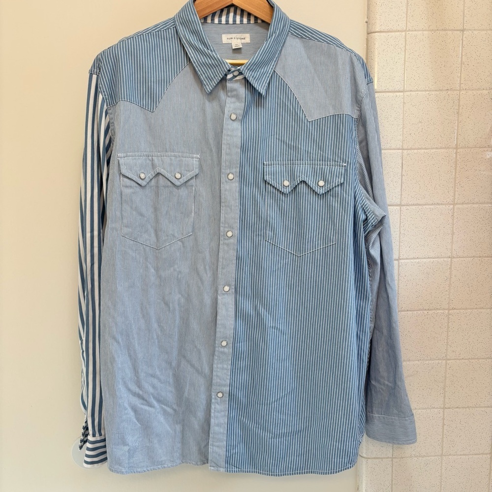 Blue Cowboy Mens Shirt Size XXL Western Rodeo Country Patchwork Snaps